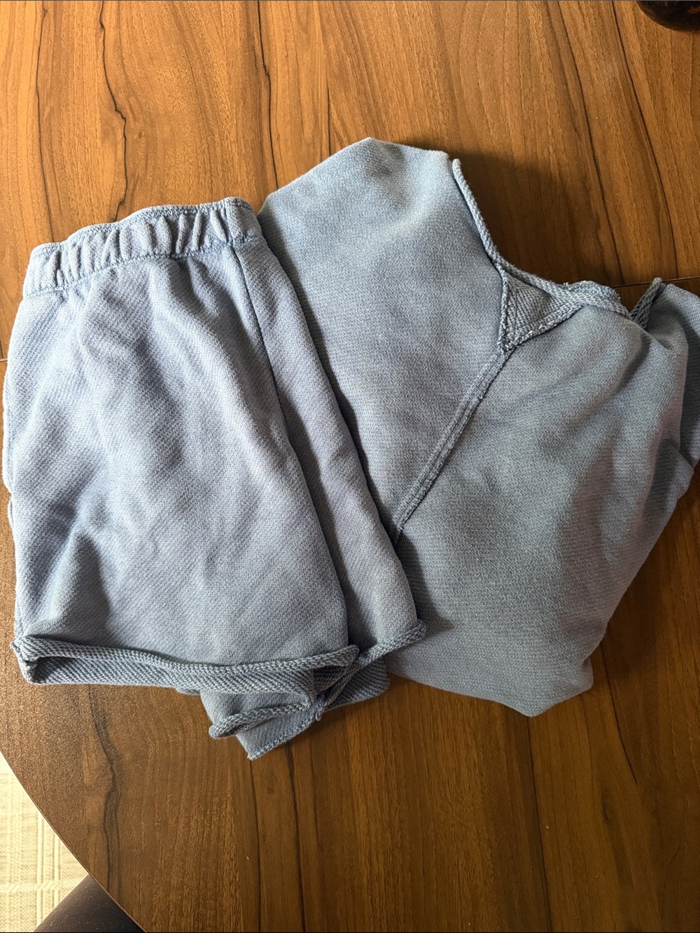 aerie Light Blue Cozy Sweatshirt & Shorts Set medium